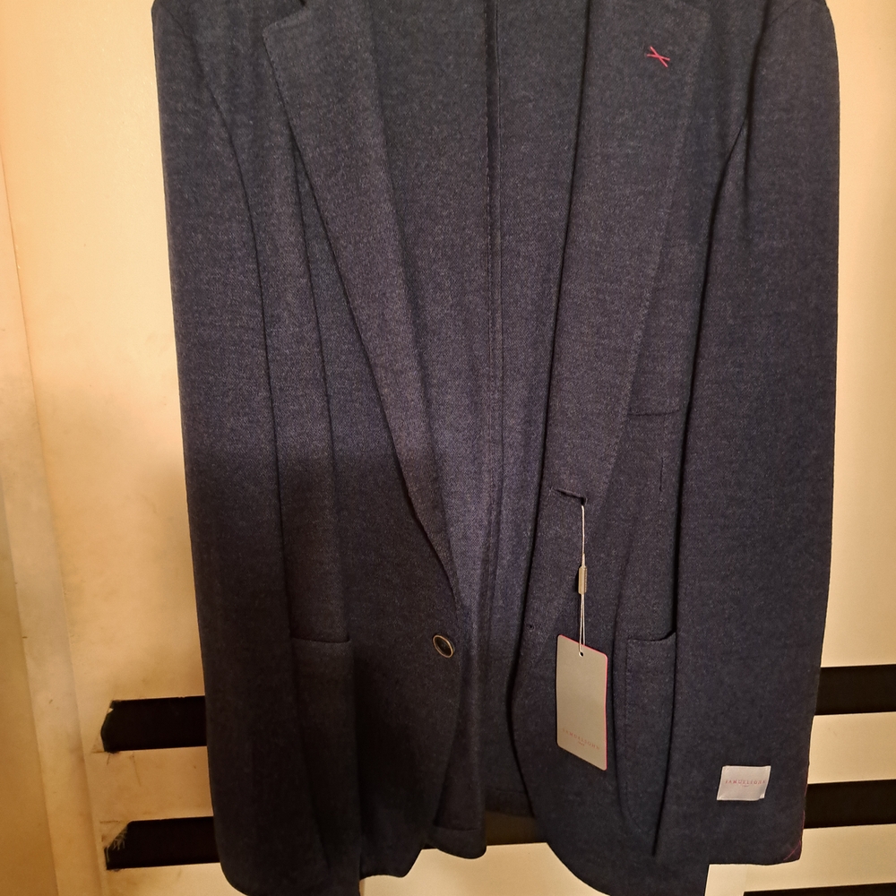 Samuelsohn Navy Blazer with Subtle Pink Accent